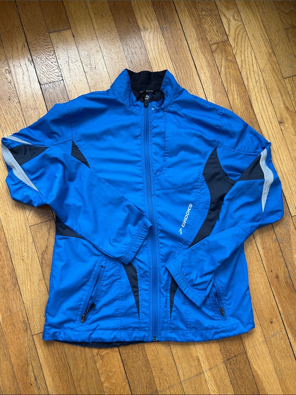 Brooks  Blue Athletic Running Jacket with Black Reflective Panels